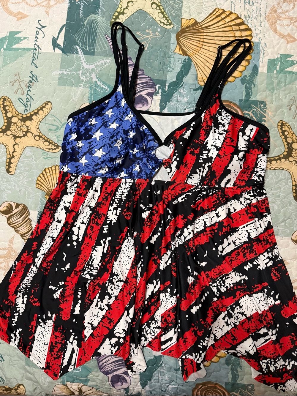 Patriotic Tankini Top in Red, White & Blue